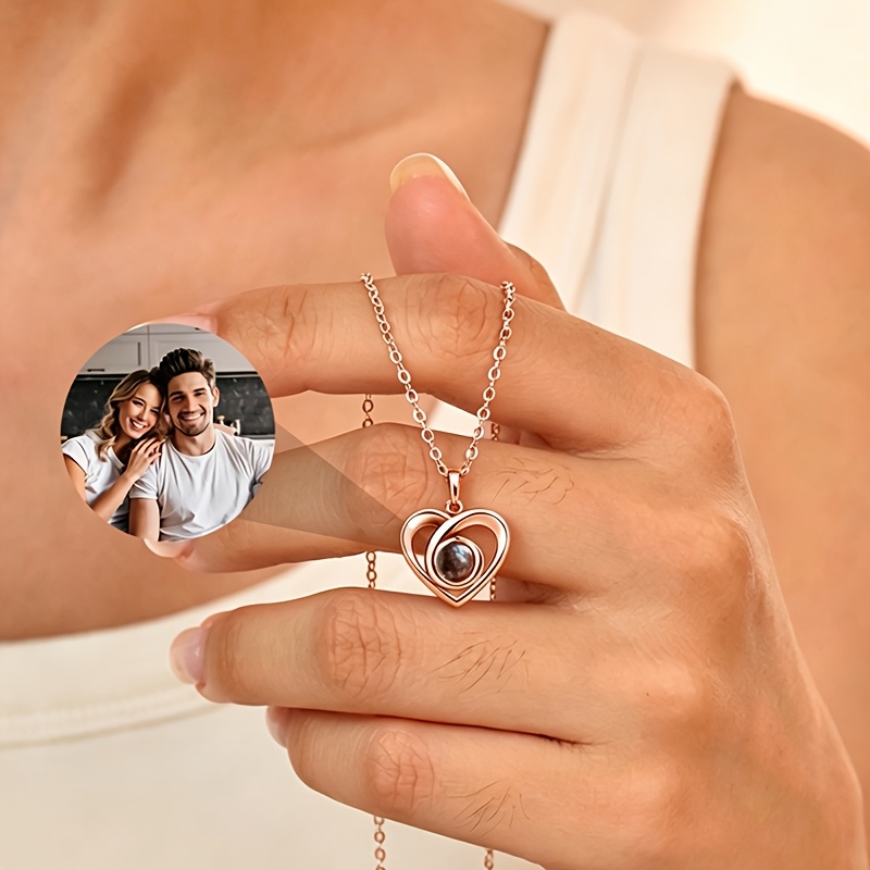 Custom Photo Necklace with Heart Projection Pendant