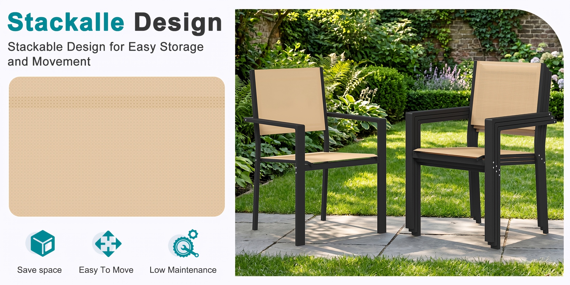 9pcs Patio Table And Chairs Set, Outdoor Furniture with Large Table And 8 Chairs, Dining Table Set for Backyard, Courtyard, Poolside, Brown