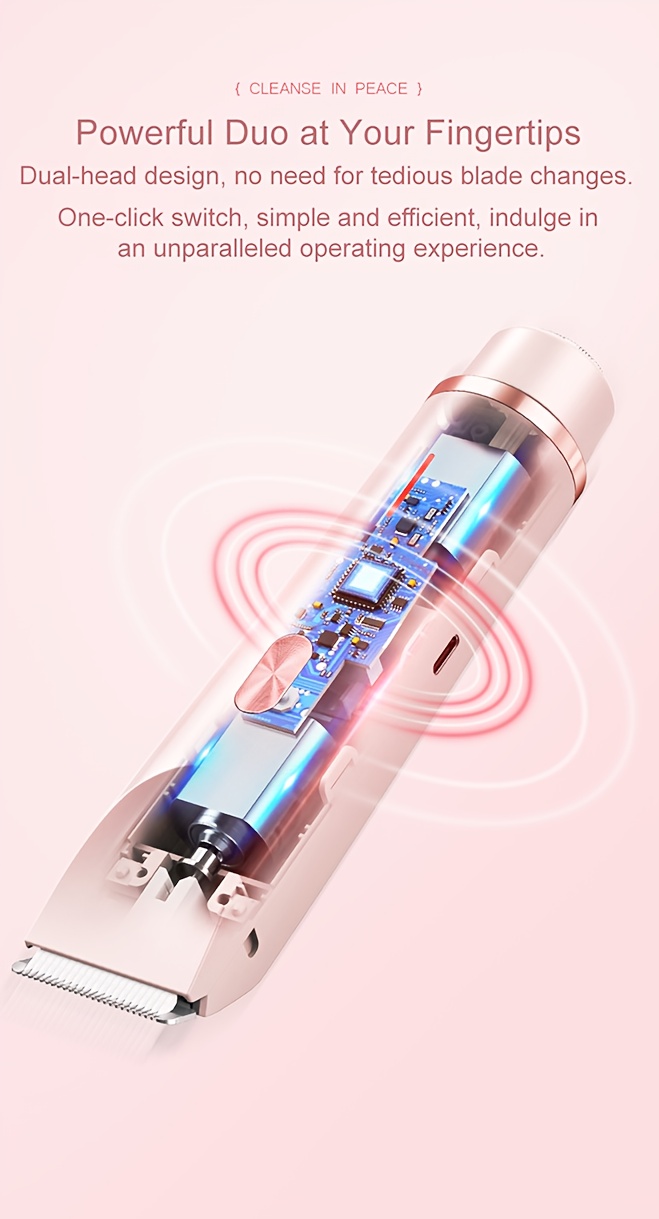 2in 1 electric shaver dual head hair removal women bikini trimmer designed for full body hair removal usb charging convenient to carry   electric hair trimmer and razors for bikini armpit leg and body hair removal ipx7 Product details 4