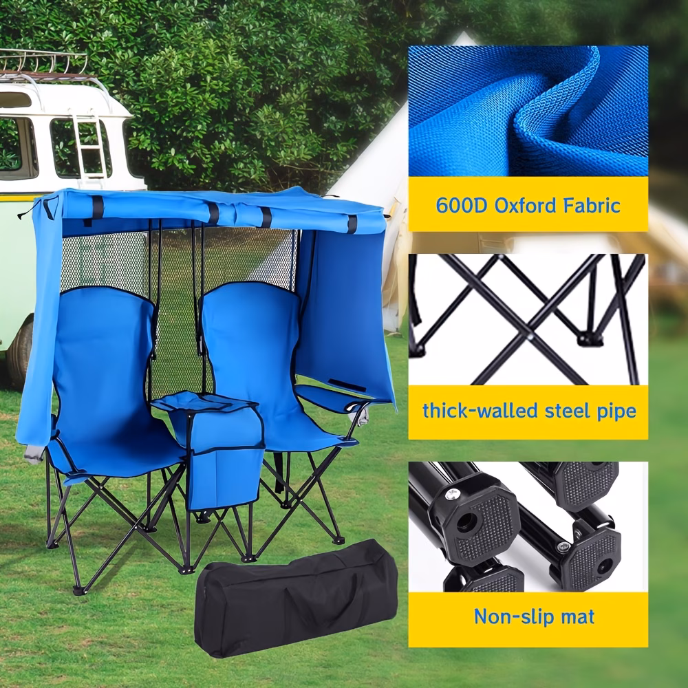 foldable single double chair with canopy side table portable relax seat for patio camping outdoor party picnic daily leisure accessory Product details 3