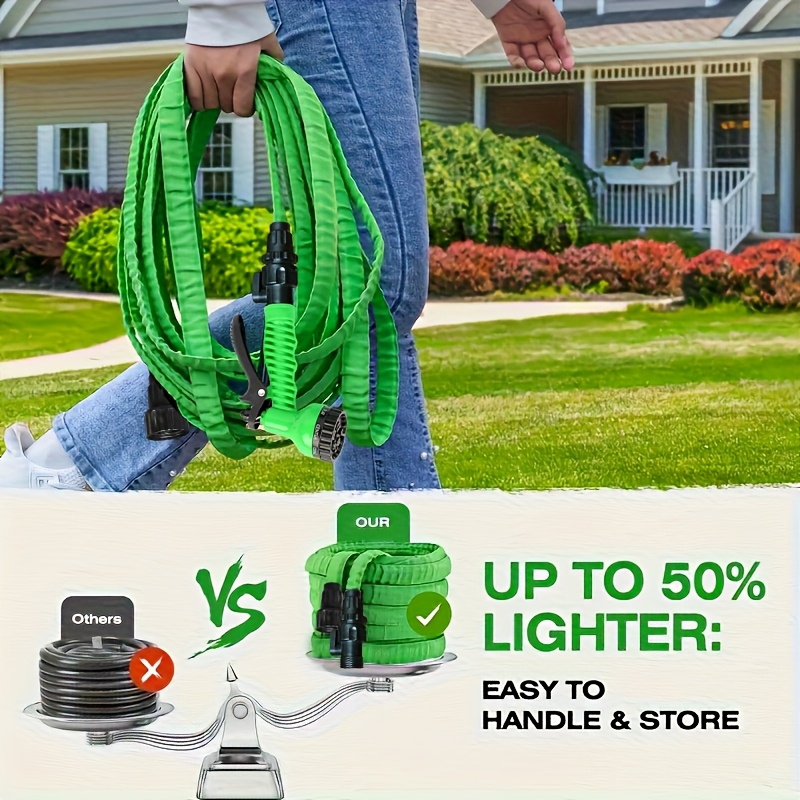 100ft garden hose outdoor cleaning water hose spray with 7 function high pressure nozzle portable lightweight hose suitable for yard car wash lawn rv Product details 0