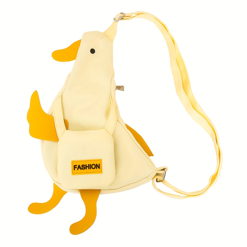 Bandolera para Mujeres, Bolso de Hombro Casual con Pequeño Patito Blanco, Bolso Estilo Callejero Amarillo con Diseño de Pato, Bolso de Ocio y Trabajo, Regalo del Día de la Madre, Bolso de Viaje Ligero para el Primer de Mayo con Cierre de Cremallera y Bolsa Magnética Superior, Ideal para Universitarias