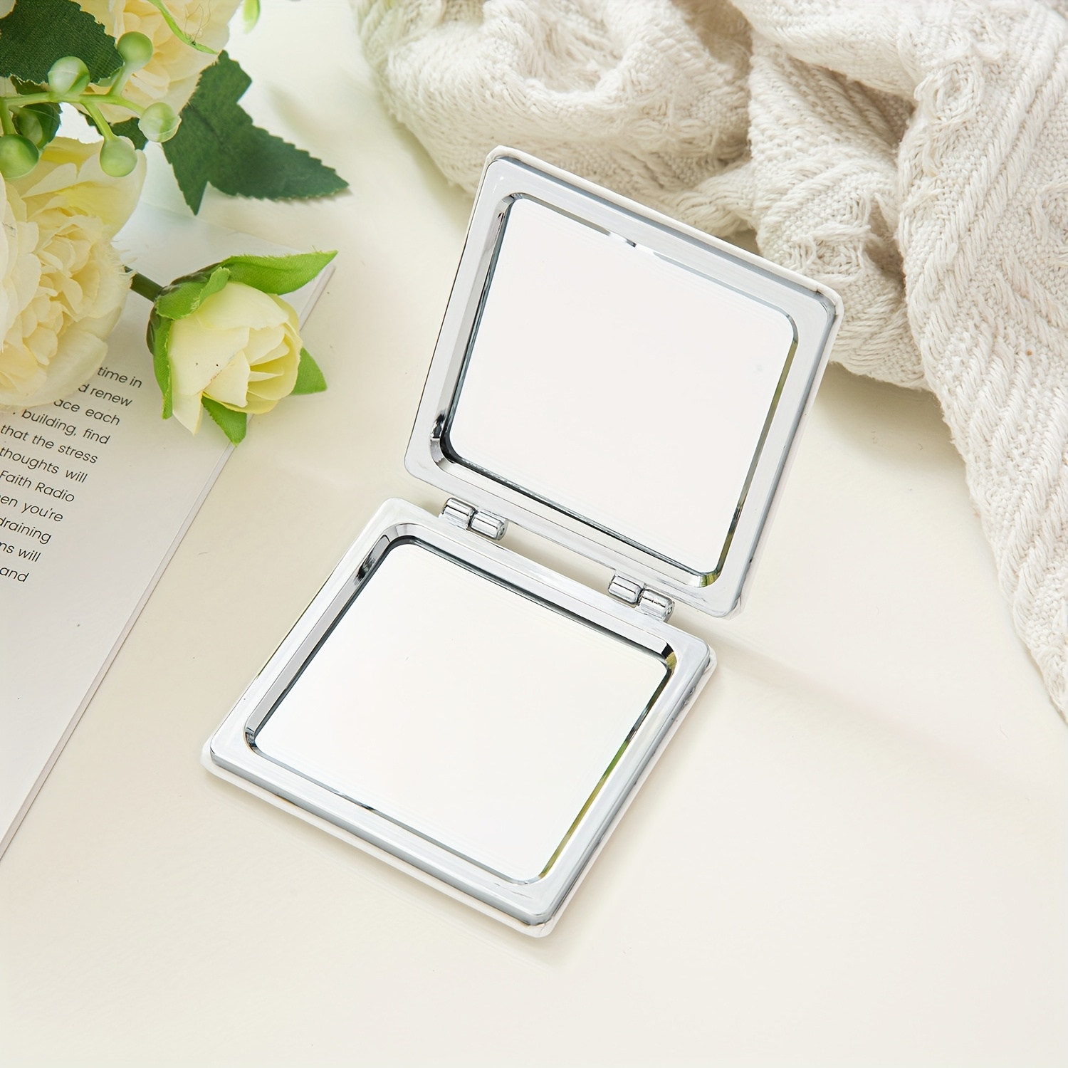 10pcs/20pcs/30pcs Square Small Mirrors, Portable Dual-Sided Design
