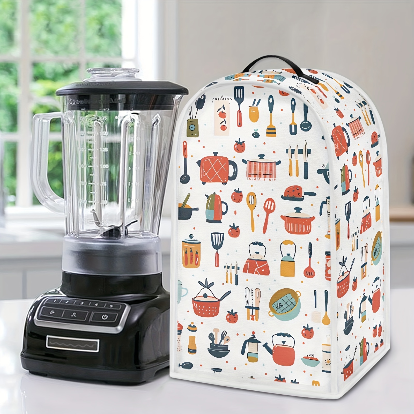 

Cartoon Kitchen Appliance Dust Cover, Stain-resistant, With Top Handle - Fits Blenders, Stand Mixers, Coffee Makers, Juicers & Food Processors - Protects Against Dust & Scratches Dustbin For Kitchen