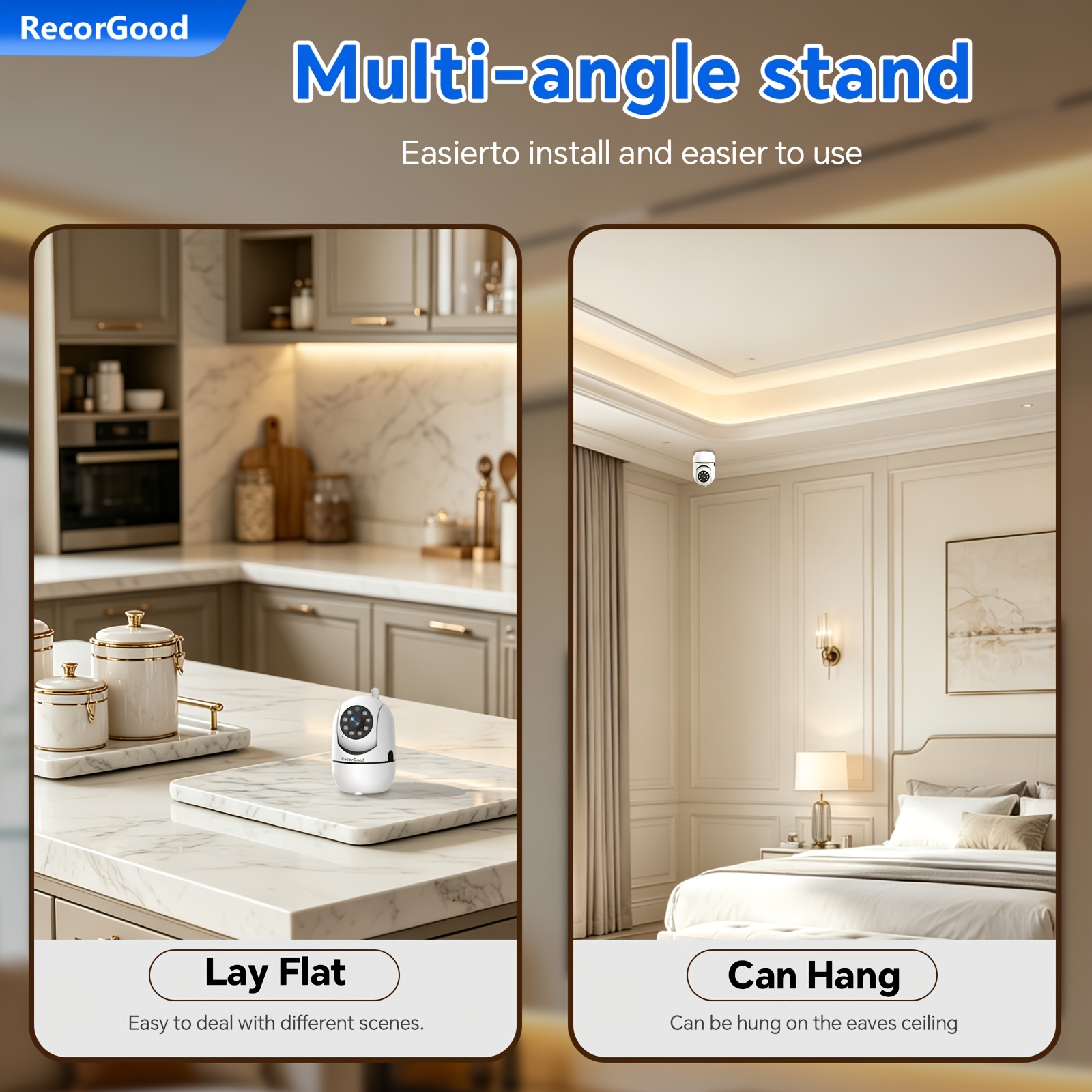 Image of 1 Camera, 355° Pan/tilt Monitoring, Color Night Vision, Tracking, Audio, Sound And Light Alarms, 2.4g Wi-fi Connection, Multi-user , Supports Sd Card Service, For Home, Elderly, Childcare