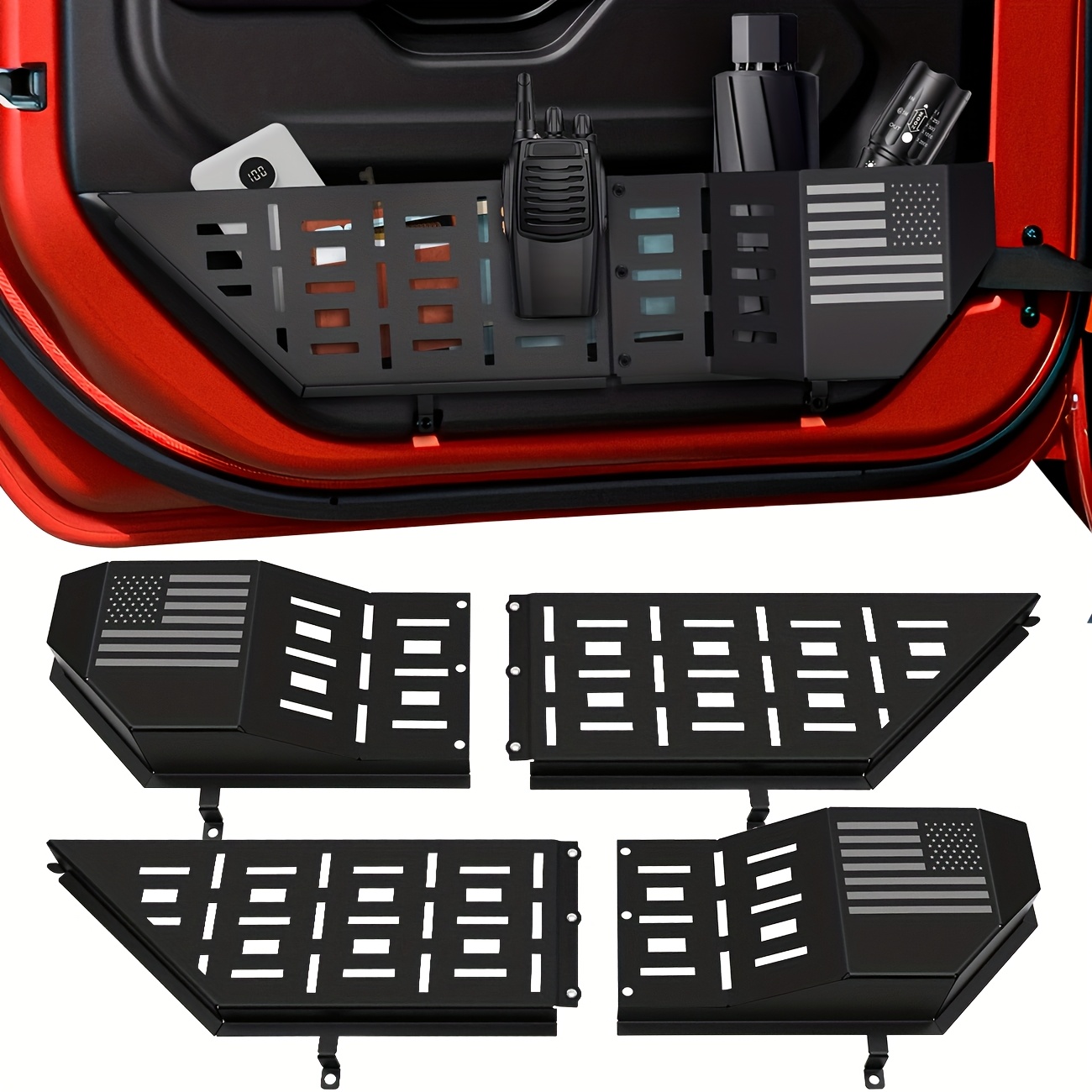 TEMU Metal Front Storage Box For For Wrangler Jl Jlu 4xe 2018-2025 & Gladiator Jt 2020-2022 2023 2024 2025 Accessories Door Storage Organizer Molle