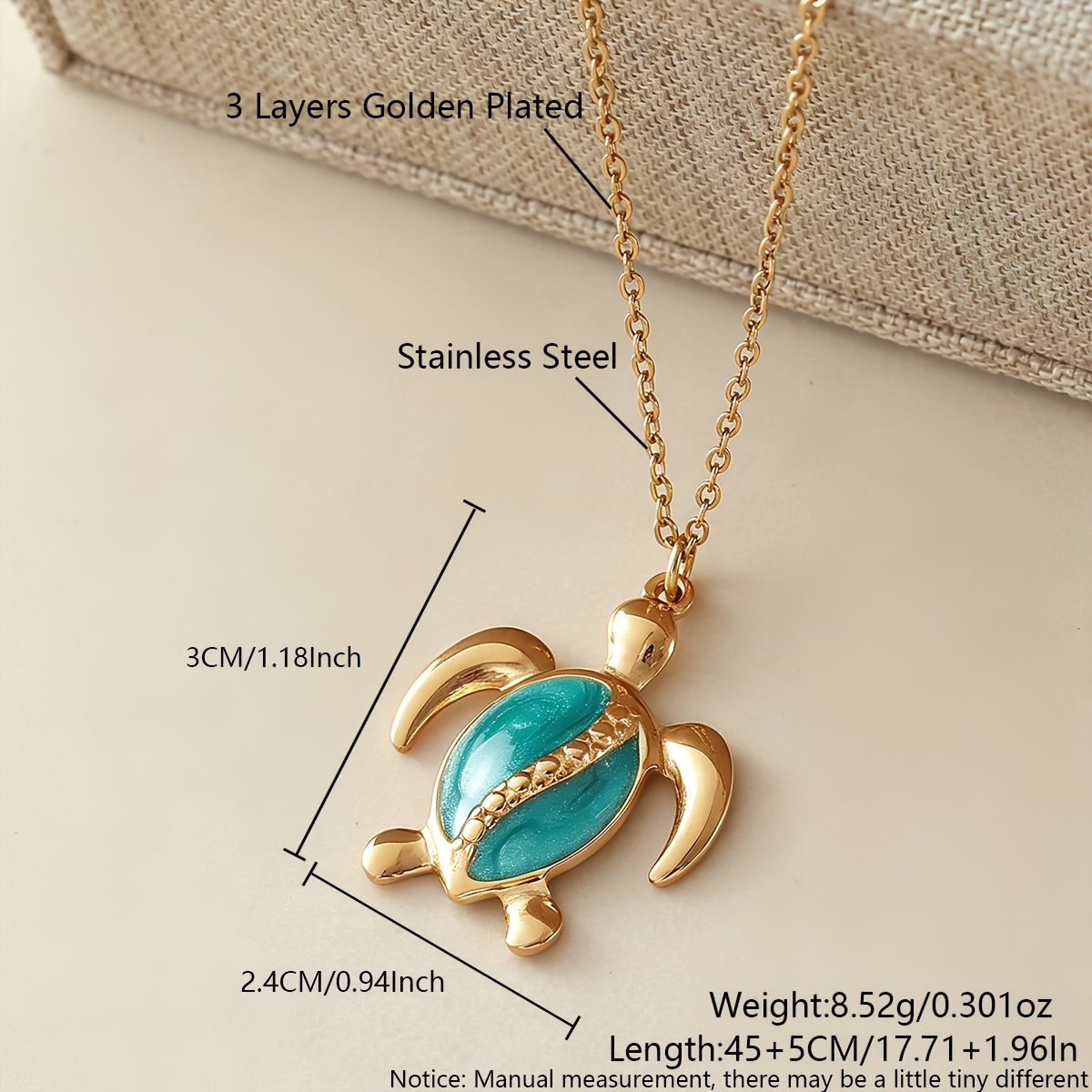 Women's 18K Golden Plated Turtle Pendant Necklace — Ocean Style
