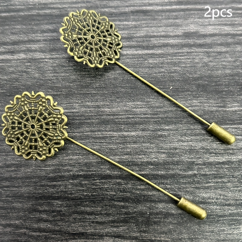 TEMU 2 piezas de pluma de real hueca, broche , alambre de flor, base de pino, estilo de aguja de cobre que el color, adiciones para hacer broches