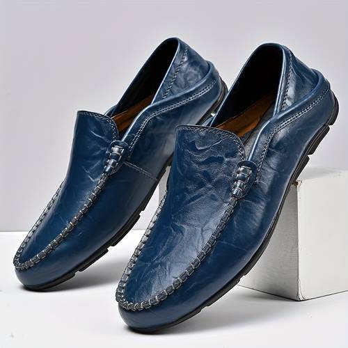 mens premium genuine casual slip on loafers breathable driving shoes fashion slipper