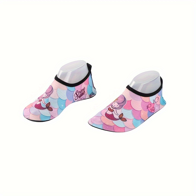 

Girl's Cartoon Mermaid Pattern Bare Water Socks, Breathable Quick Dry Non Slip Shoes For Summer Beach Walking/pool Swimming/outdoor Activities