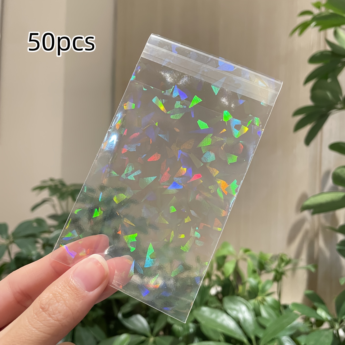 50 Transparent Laser Jewelry Pouches, Glitter Storage Bags
