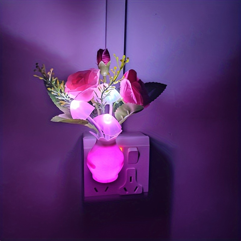 

Colorful Rose Night Light In Bud, American Standard Socket, Intelligent Light Control Led Light, Energy-saving, Beautiful And Practical Night Light, Wall Light