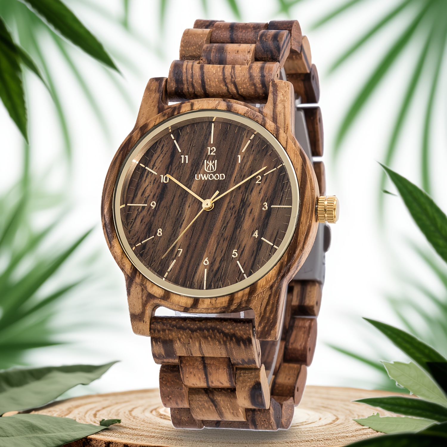 Image of Leeev Mens & Women Wooden Watches, Series 40mm Unisex Handmade Wood Watch Come With Gift Box & Band Adjustable