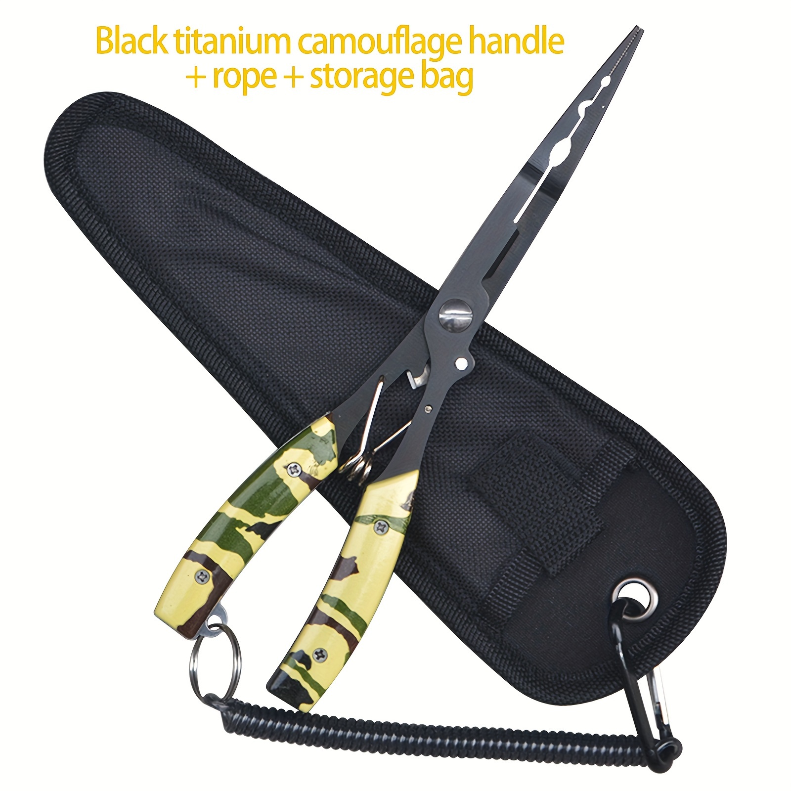 Image of 1pc Almighty Eagle Titanium-plated Large Long-mouth Lure Pliers Stainless Steel Fishing Pliers Wire Cutters Outdoor Fishing Tools Portable Fishing Tools Outdoor Camping Tools