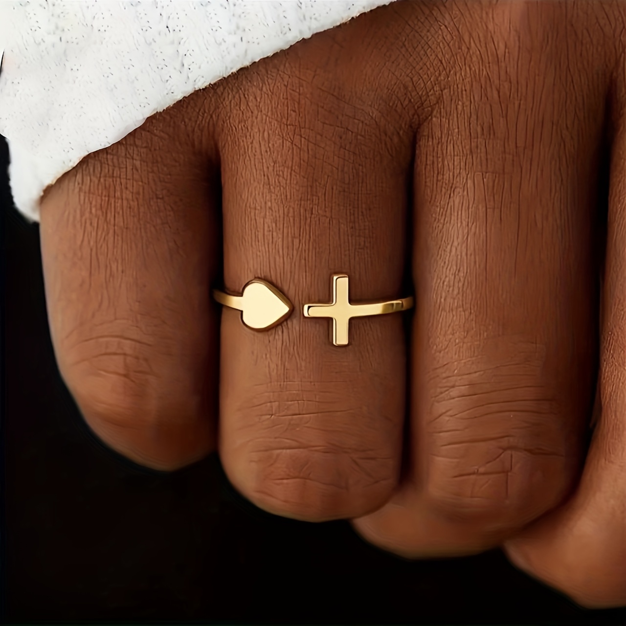 Image of 1pc Exquisite Cross Open Adjustable Ring, Fashionable And Elegant Women's Jewelry, Suitable For Valentine's Day Mother's Day Gift