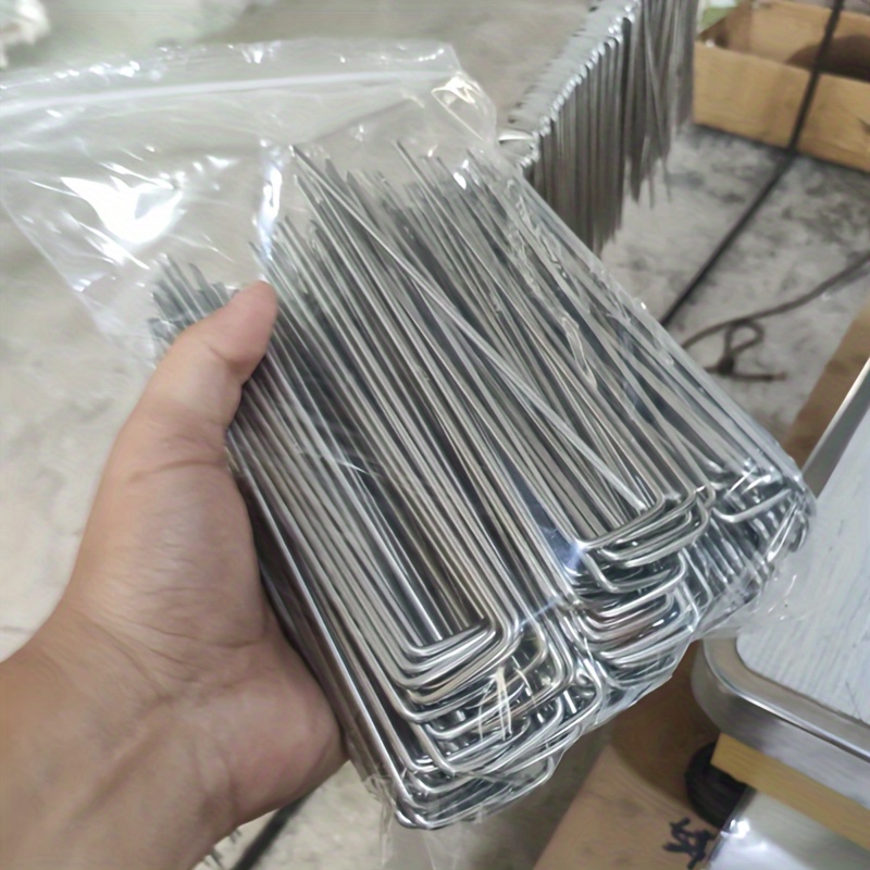 

50pcs U-shaped Metal Ground Nails, Reusable Turf Fixing Pins, Lawn Agricultural Film Clips, Outdoor Garden Stakes