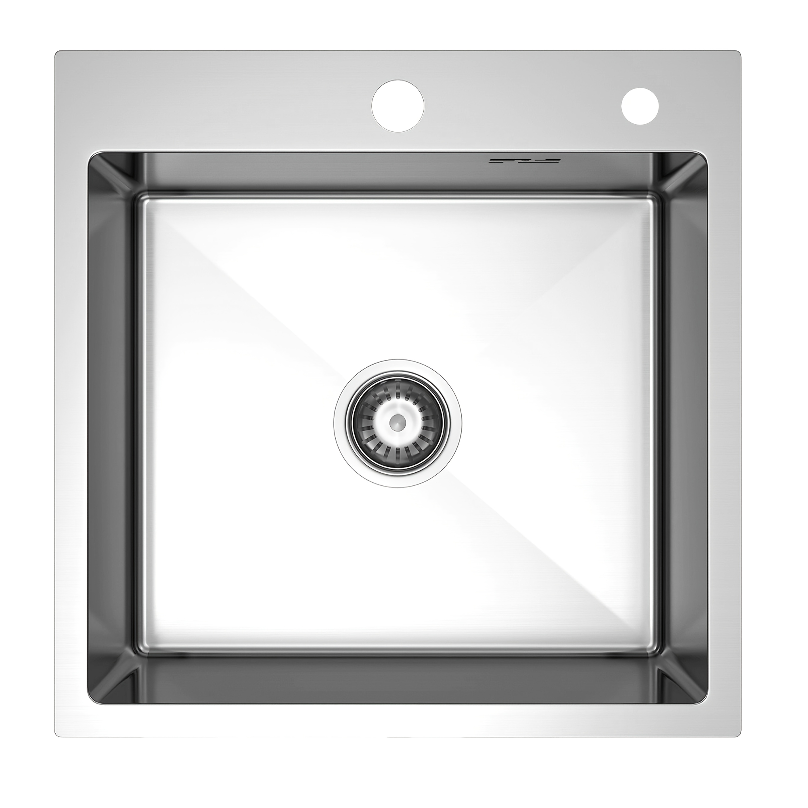 50x50cm Single Bowl Stainless Steel Kitchen Sink, Silvery, Includes Drain Kit And Installation