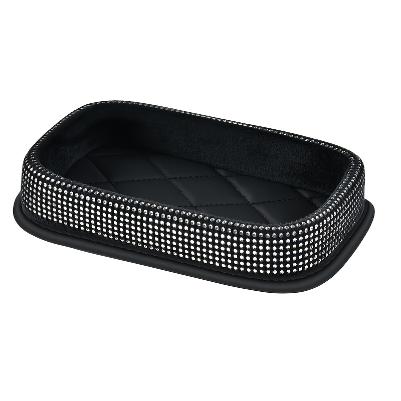 Carshaping Sparkling Rhinestone Car Tray - Glittering Dashboard Organizer With Storage Shelf Suitable For, Fit For Steering Wheel, Box & Center Console ()