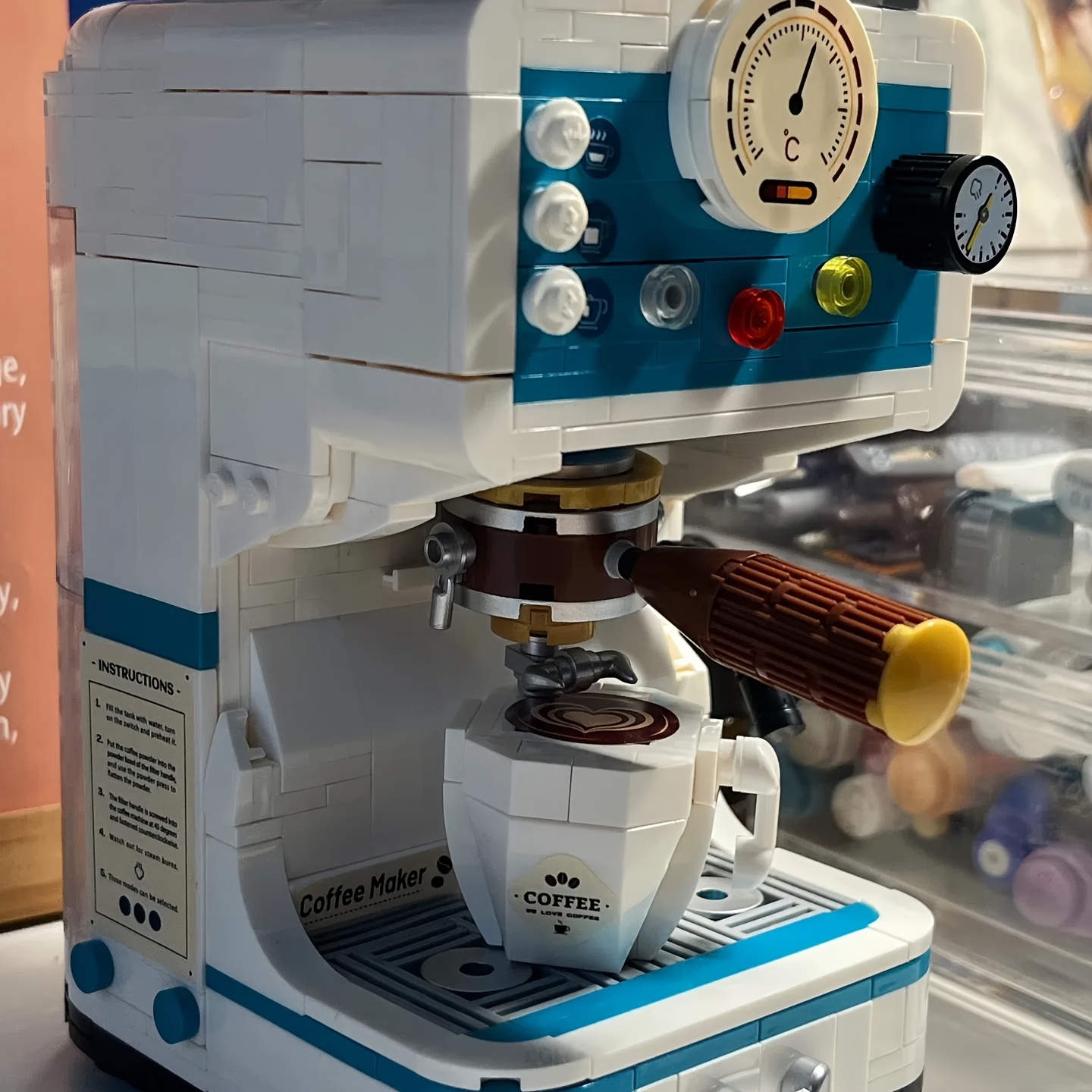 1000 pcs Coffee Machine Building Blocks Wooden Construction Kit