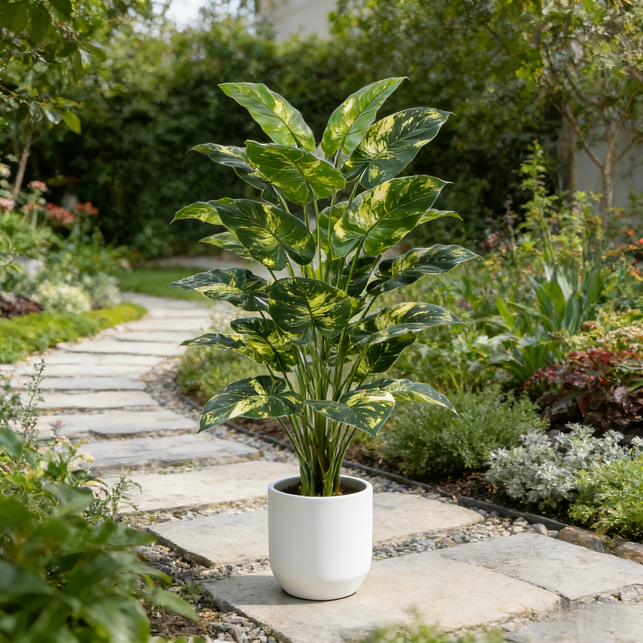 1pc 18-leaf Large Tropical Artificial Plant | High-quality Plastic Material, Maintenance-free and Easy to Care for | Suitable for Indoor and Outdoor Use: Home, Office, Hotel, Wedding, and Landscape Decoration | Ideal for Easter, Mother's Day, St.