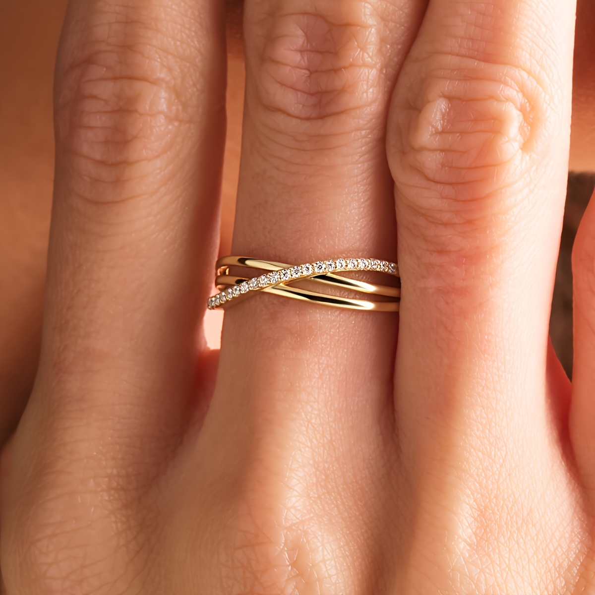 Elegant Temperament Multi-Layer Wrapped Synthetic Zirconia Ring
