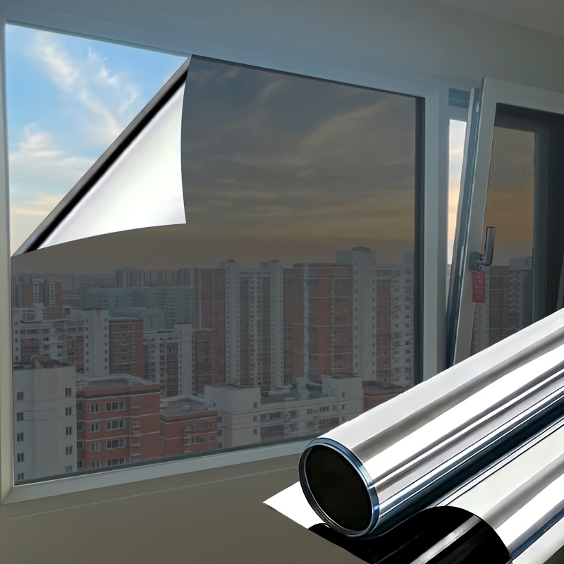 Image of Static Cling Window Film Suitable For Bedroom Balcony Office Privacy Block Thermal Insulation Glare, Pvc Static Cling Suitable For Glass Doors, & Stick Application, Sticker For Decor