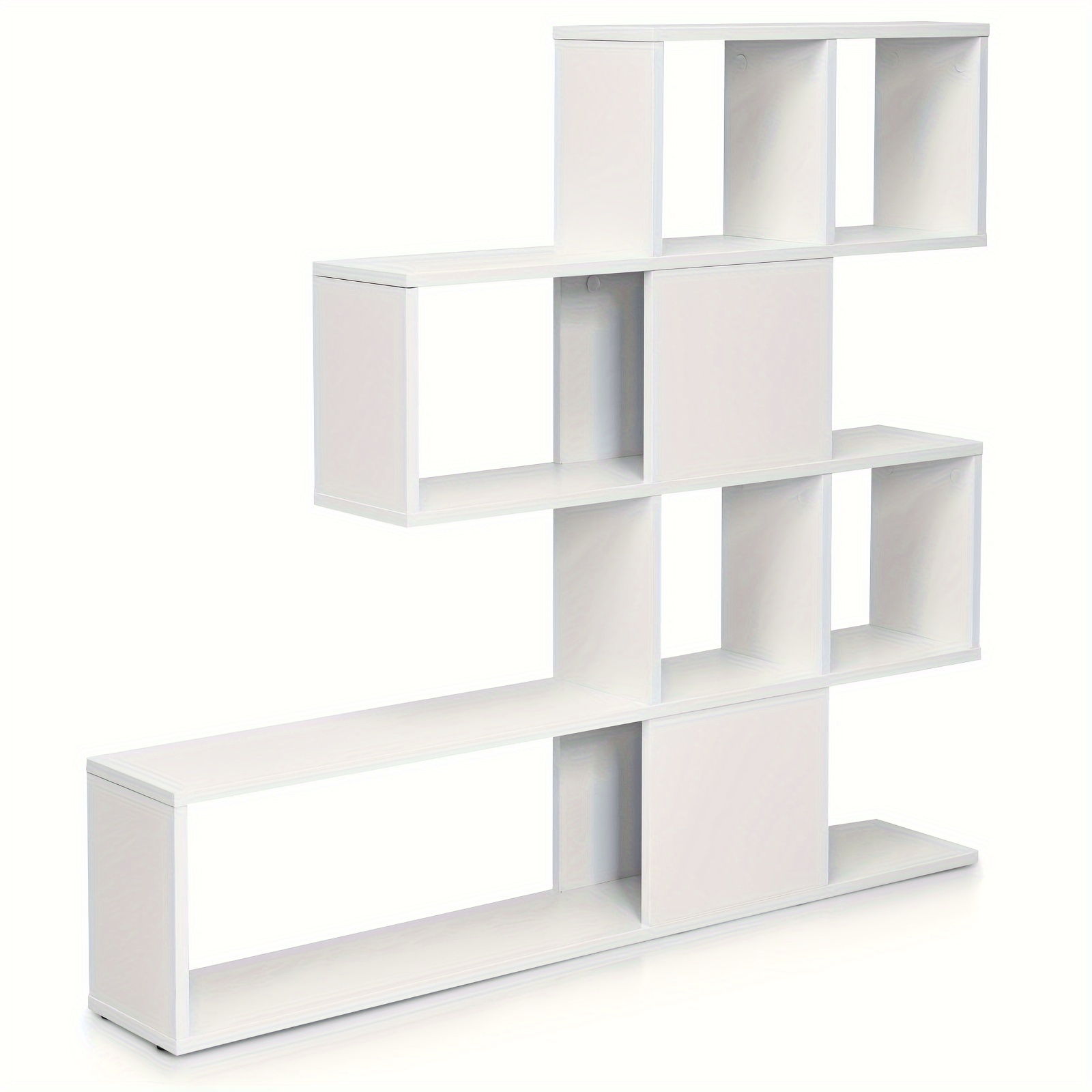 

1set 5-tier White Wooden Bookshelf, Corner Ladder Bookcase, 47x8x43 Inches, Display Storage Rack For Home & Office Decor