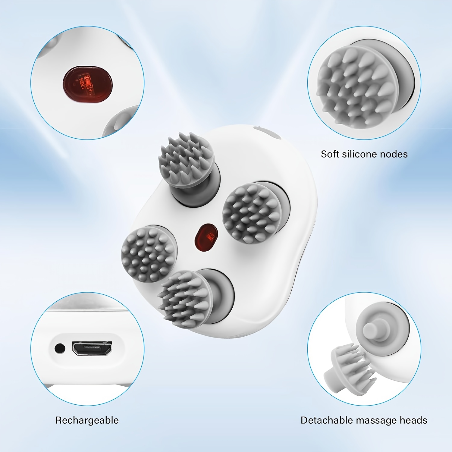 electric scalp massager silicone scalp massager octopus   massage usb charging two   360 head soothing deep relaxation the most ideal christmas details 5