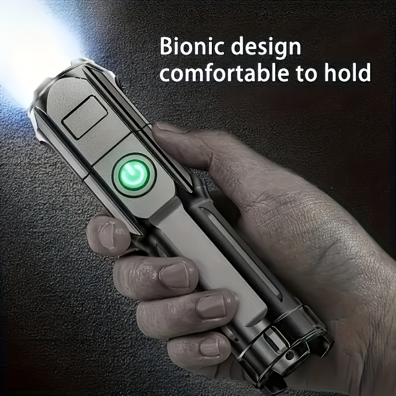 TEMU 1pc -rechargeable Flashlight With Long-range Beam, Dimmable & Telescopic Zoom - - Light Suitable For Camping, Emergencies, Hunting, Outdoor