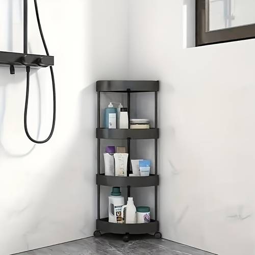 1pc durable bathroom storage rack multi layer classification bathroom storage organizing rack increased capacity strong load capacity wheel design suitable for bathroom storage fully corner space shelves