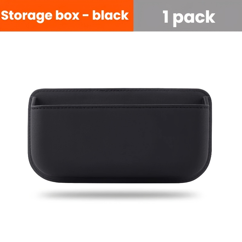 TEMU Boîte de rangement adhésive multifonctionnelle pour voiture, 1 pièce, boîte de rangement à monter sur la voiture, sac de rangement en cuir PU,