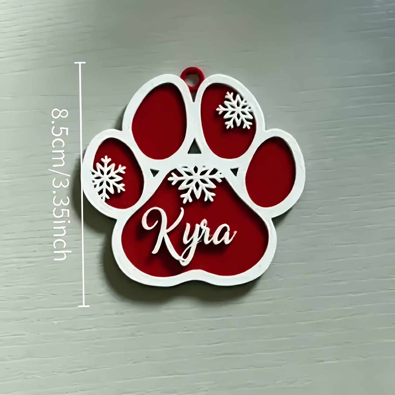 TEMU 2d Flat, 1 Personalized Print Christmas Ornament - Customizable Engraving For Name/number, Suitable For Dogs, 3d Red And White Print Tag,