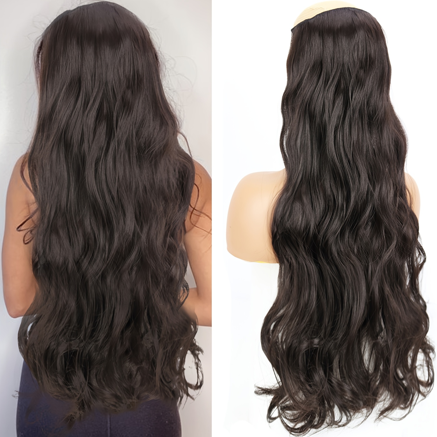 Image of Women's Long Wavy Hair Extensions, 32 Inch Synthetic Fiber Wig, Long Wavy Hair Extensions, Women' Routine, Beginner Halloween