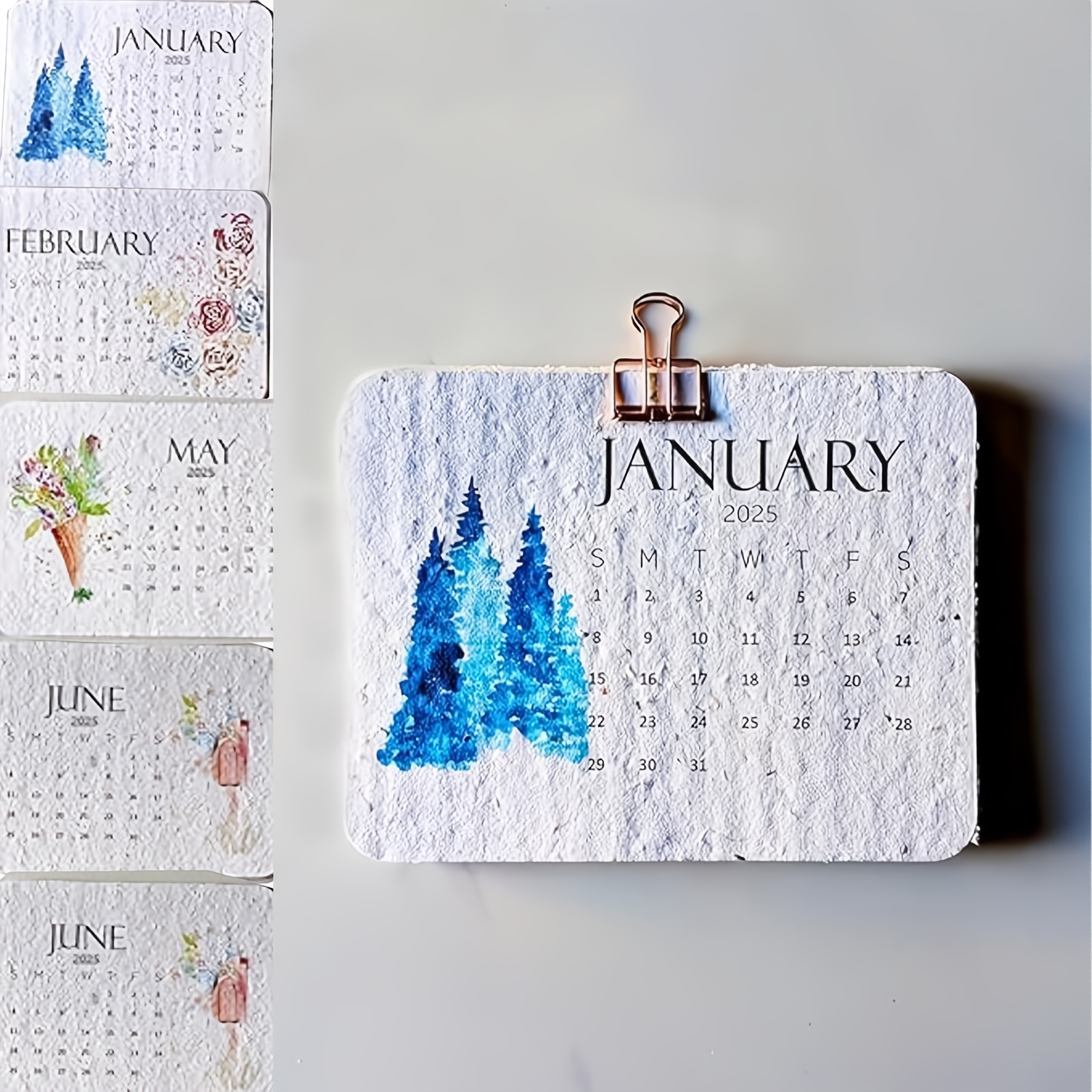 

1pc Seed Calendar, Through December 2025, White Seed Calendar On Paper With Planner For Growable Plant Planning, No Electricity Required