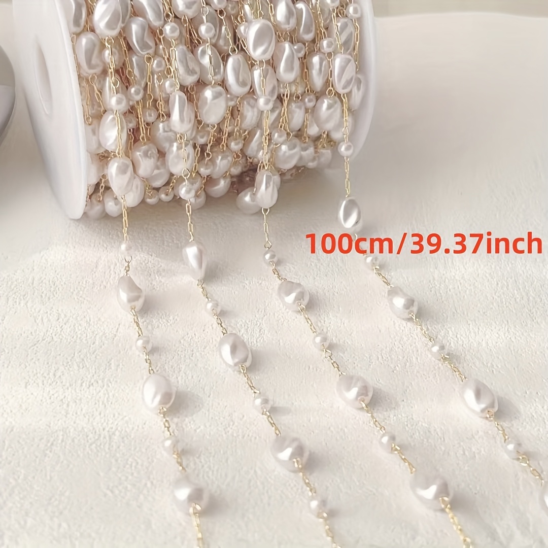 Image of 1 Meter/39.37 Inch Pearl Copper Chain, Diy Chain Supplies Women's Jewelry Making Supplies, Jewelry Storage Bag Christmas, Christmas Stocking Fillers, Christmas Gifts, Black Friday