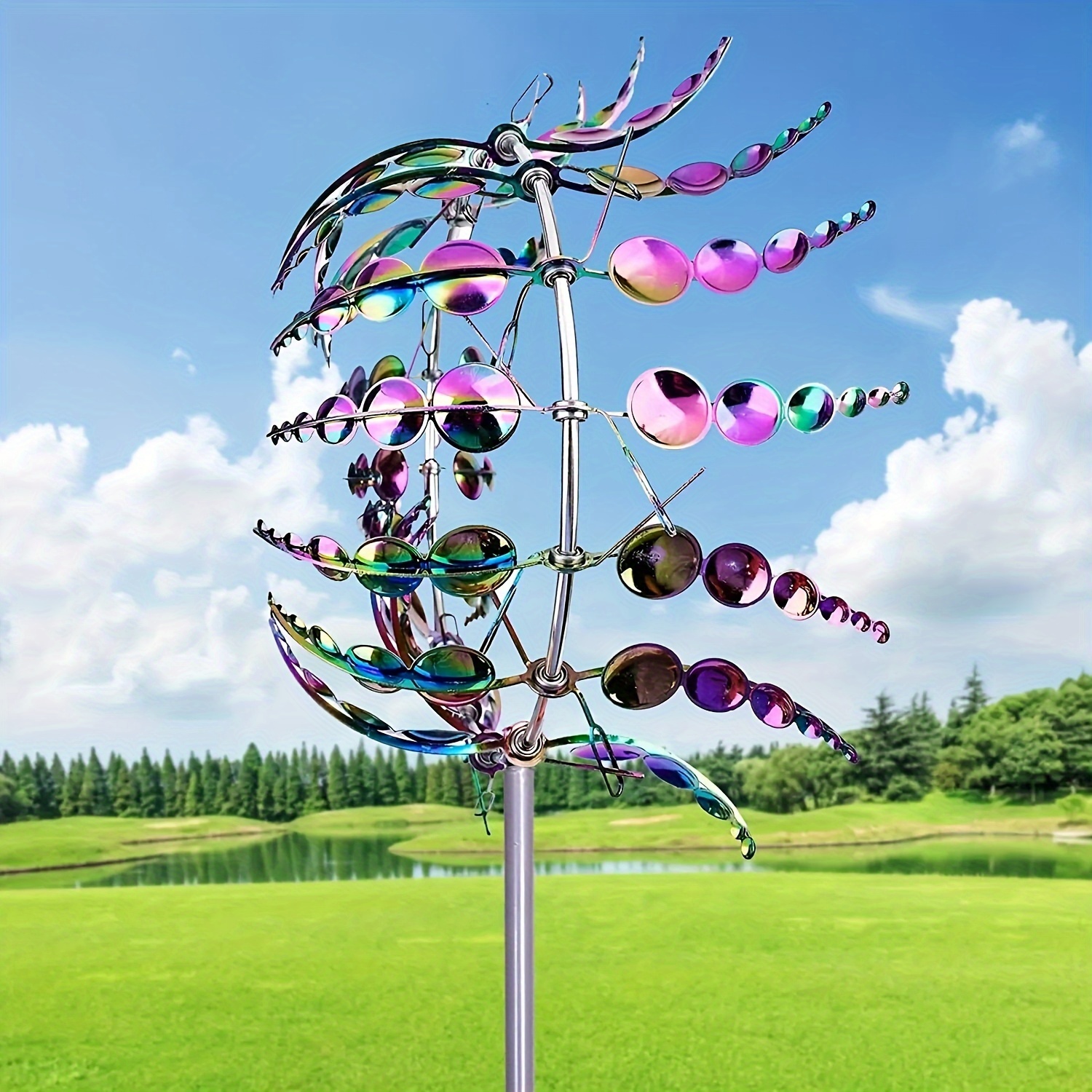 

soothing Chimes" Elegant Stainless Steel Windmill - Vintage Iron Garden Decor With Geometric Wind Chimes