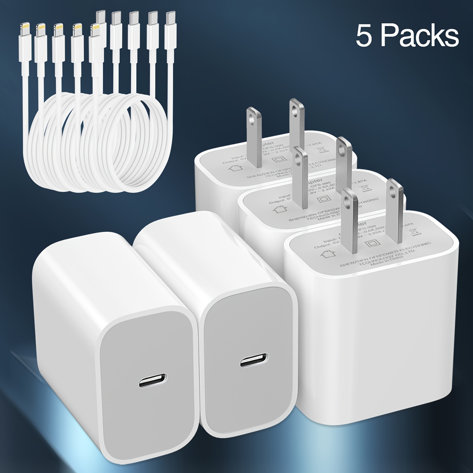 

5- Packs For Charger Usb C Wall Charger Cable 4ft Compatible With