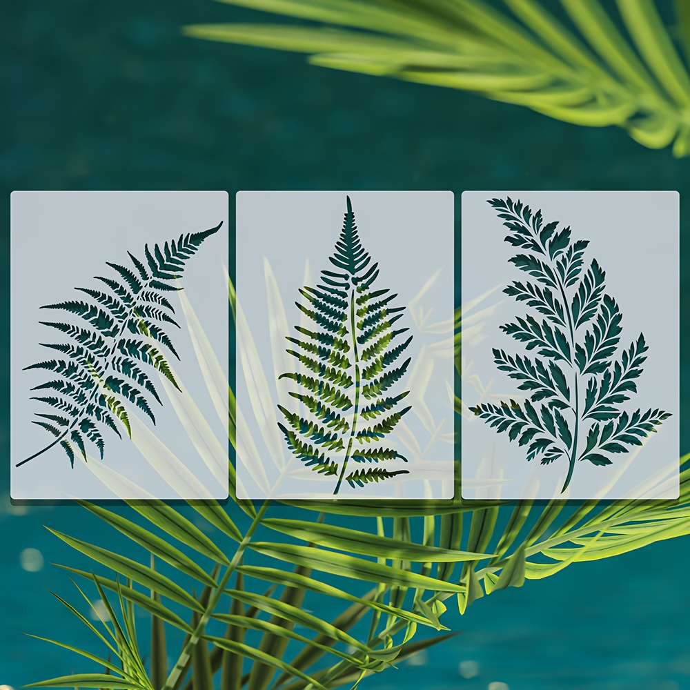 Image of A4) 3pcs Stencil, Reusable Wall Painting Template, Tropical Home Decor Art Craft Template, Painted On Walls, Fabric Decoration, Furniture, Wall Stencil, Spray Paint Template