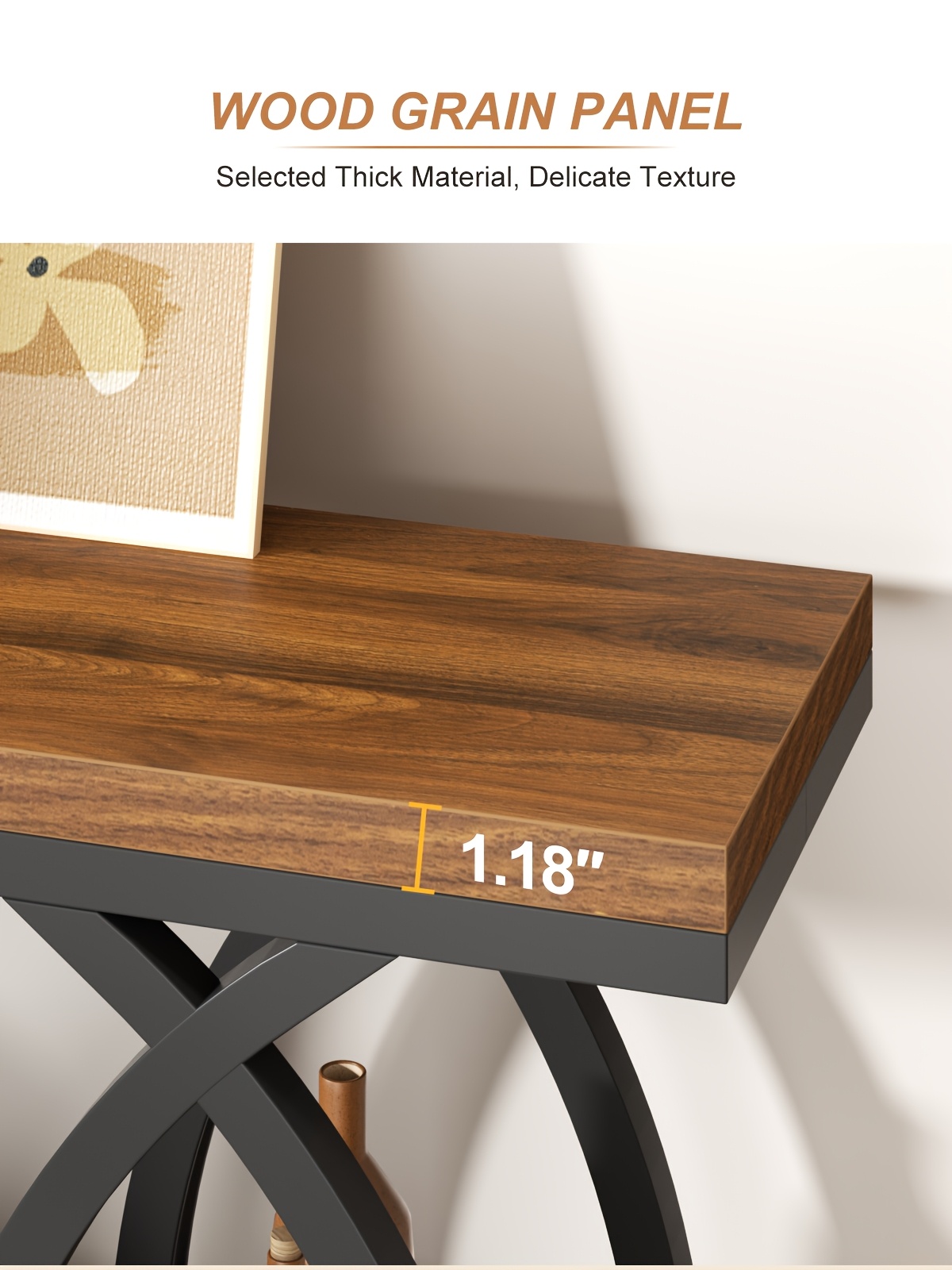 39-Inch Holiday-Themed Console Table, 4-Tier Sofa Side Table with Storage Shelves, Narrow Wood And Metal Frame Decorative Table, Suitable for Small Spaces, Hallway, Entryway, And Christmas