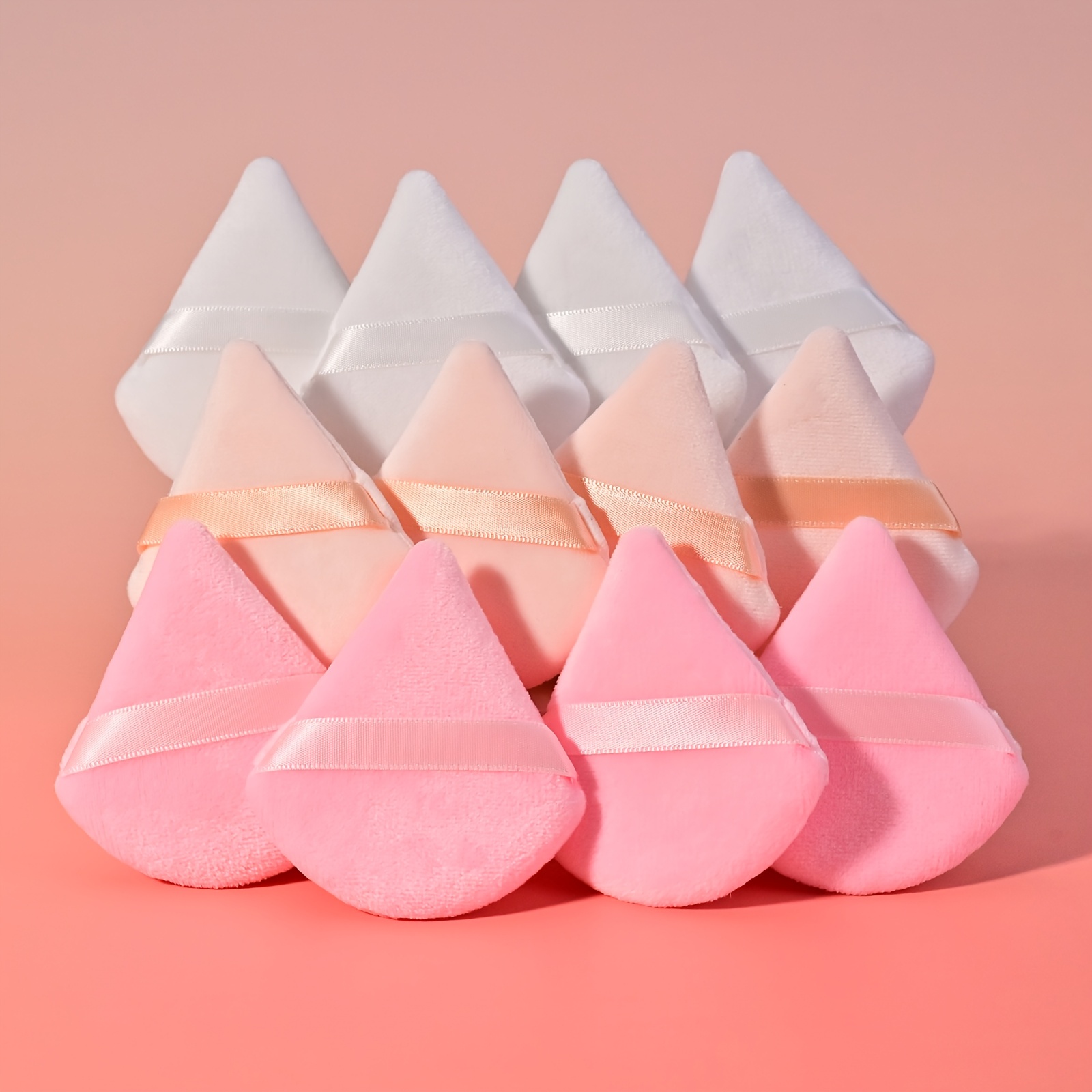 TEMU Conjunto de 12 Esponjas Triangulares para Maquillaje para Aplicar Polvo Fijador, Polvo y Polvo Cojín con los Dedos