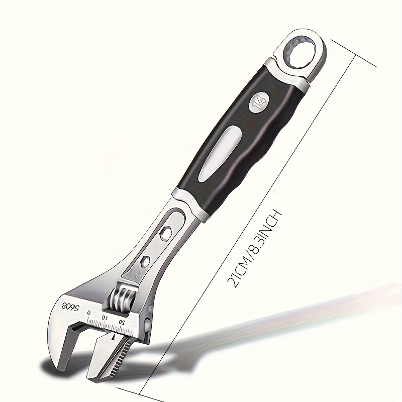 E-shop AIRAJ 8-Zoll verstellbarer Schraubenschlüssel, Breitbacken-Schlüssel mit rutschfestem Gummigriff, metrische/SAE-Skalen, hochwertiger Stahl,
