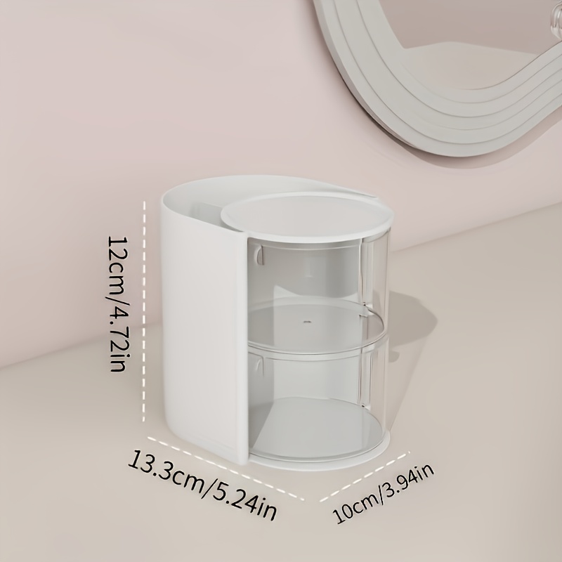 TEMU 1pc 2/3-tier 180-degree Rotating Transparent Desktop Storage Box, Dust-proof Plastic Container, Suitable For Makeup Sponges, Hair Accessories,