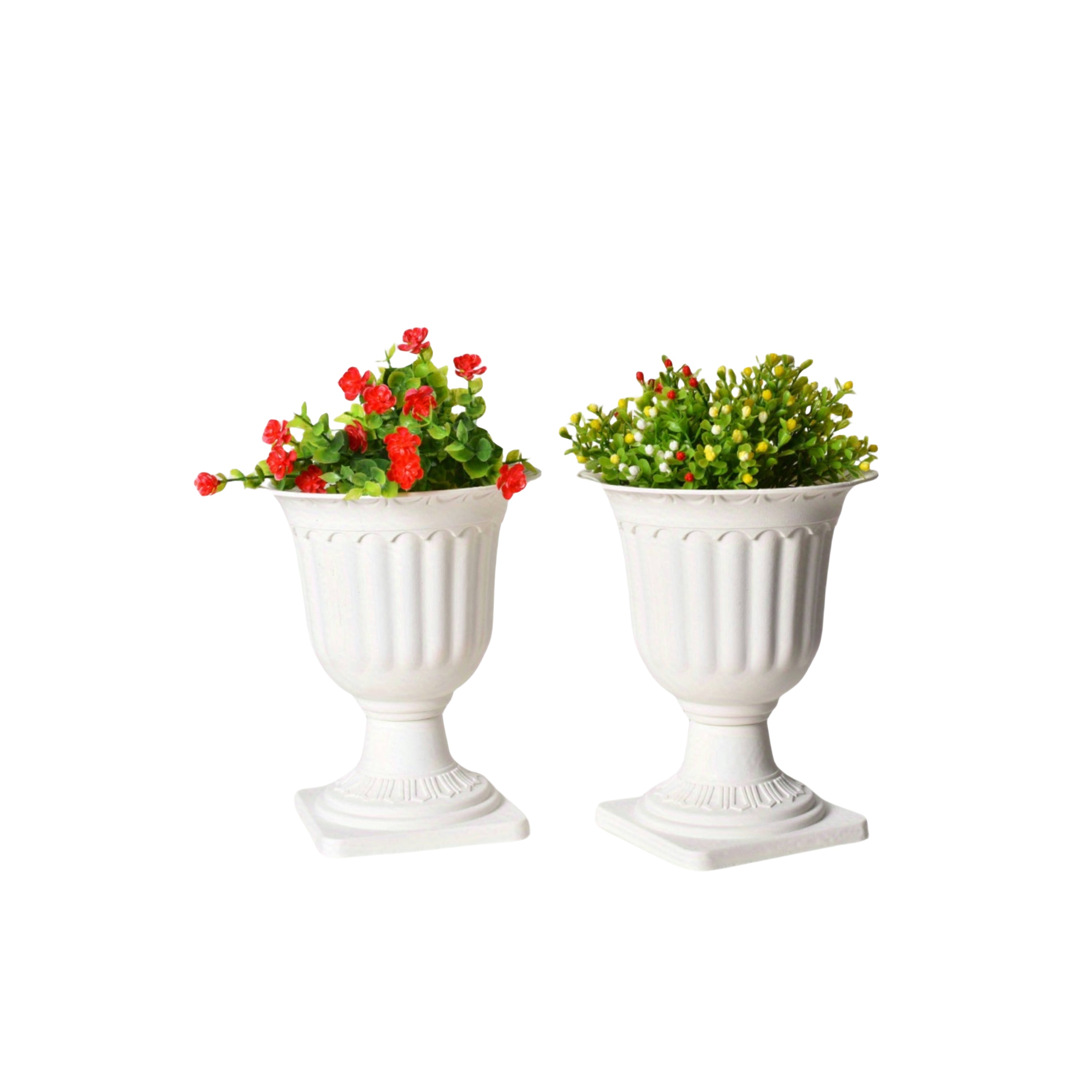 

Set Of 2 Classic Plastic Plant Pots - Indoor & Outdoor Decorative Urn Style Flower Pots For Succulents, , Greenery - Thickened Gardening Containers With Unique Patterns (plants Not Included)