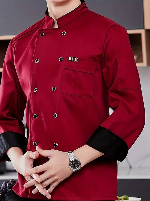 herren professionelle kochjacke - strapazierfähig, atmungsaktiv & stilvoll mit stehkragen - für restaurants & hotels, maschinenwaschbar