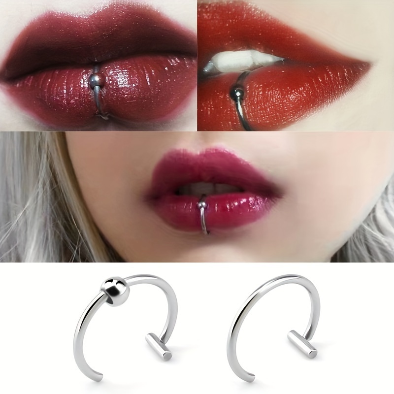 

Stainless Steel Clip-on Lip Ring – Sexy, No-pierce Lip Hoop For Women, Multi-functional Body Jewelry For And Parties, Valentine's Day Jewelry|edgy Jewelry|safety Pin Design