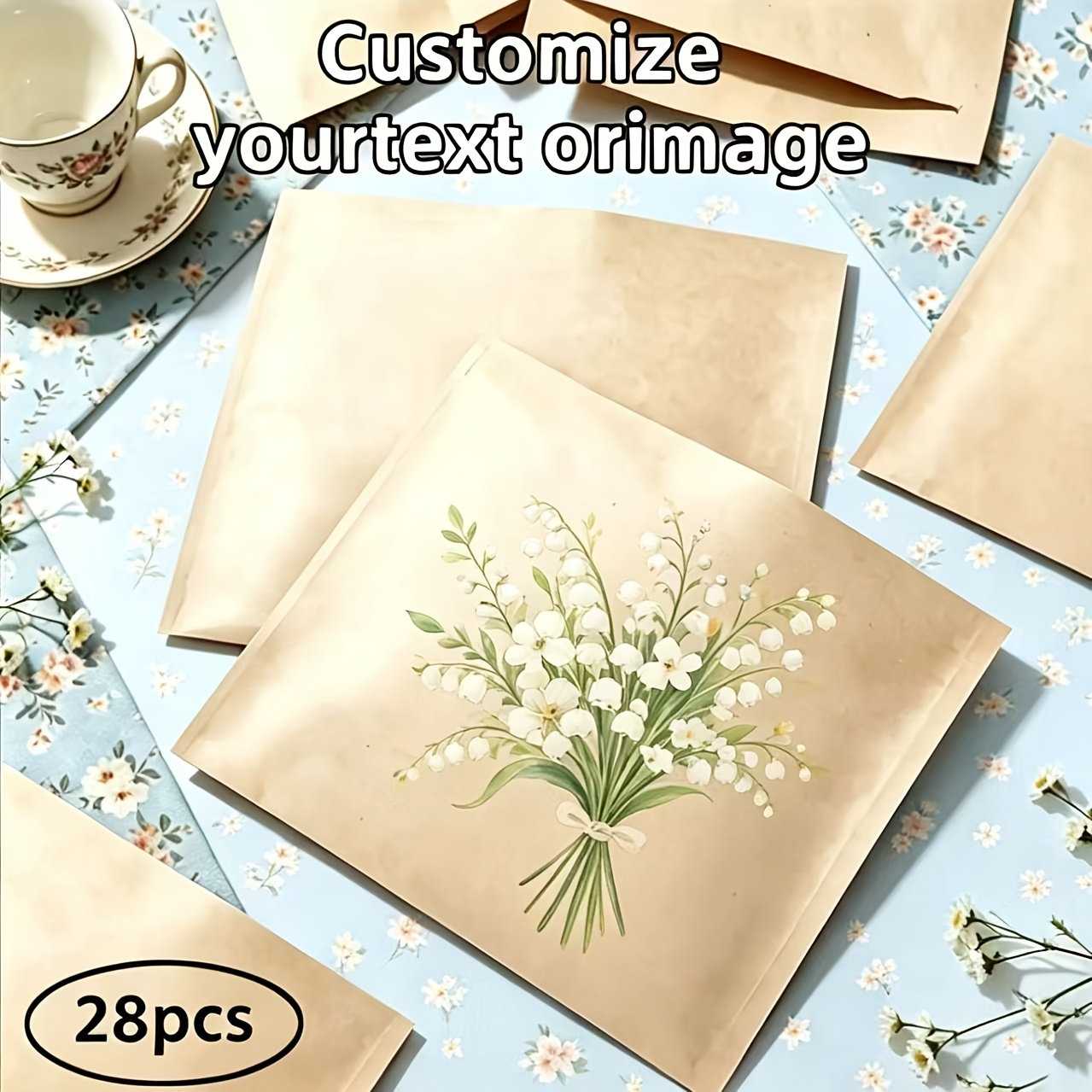 28pcs customizable pattern text   paper self sealing packaging bags   graffiti small card     used for packaging   jewelry and gift diy bags