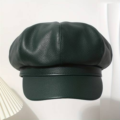 lychee huidtextuur octogonale hoed newsboy cap modieuze pu hoed wolkenhoed