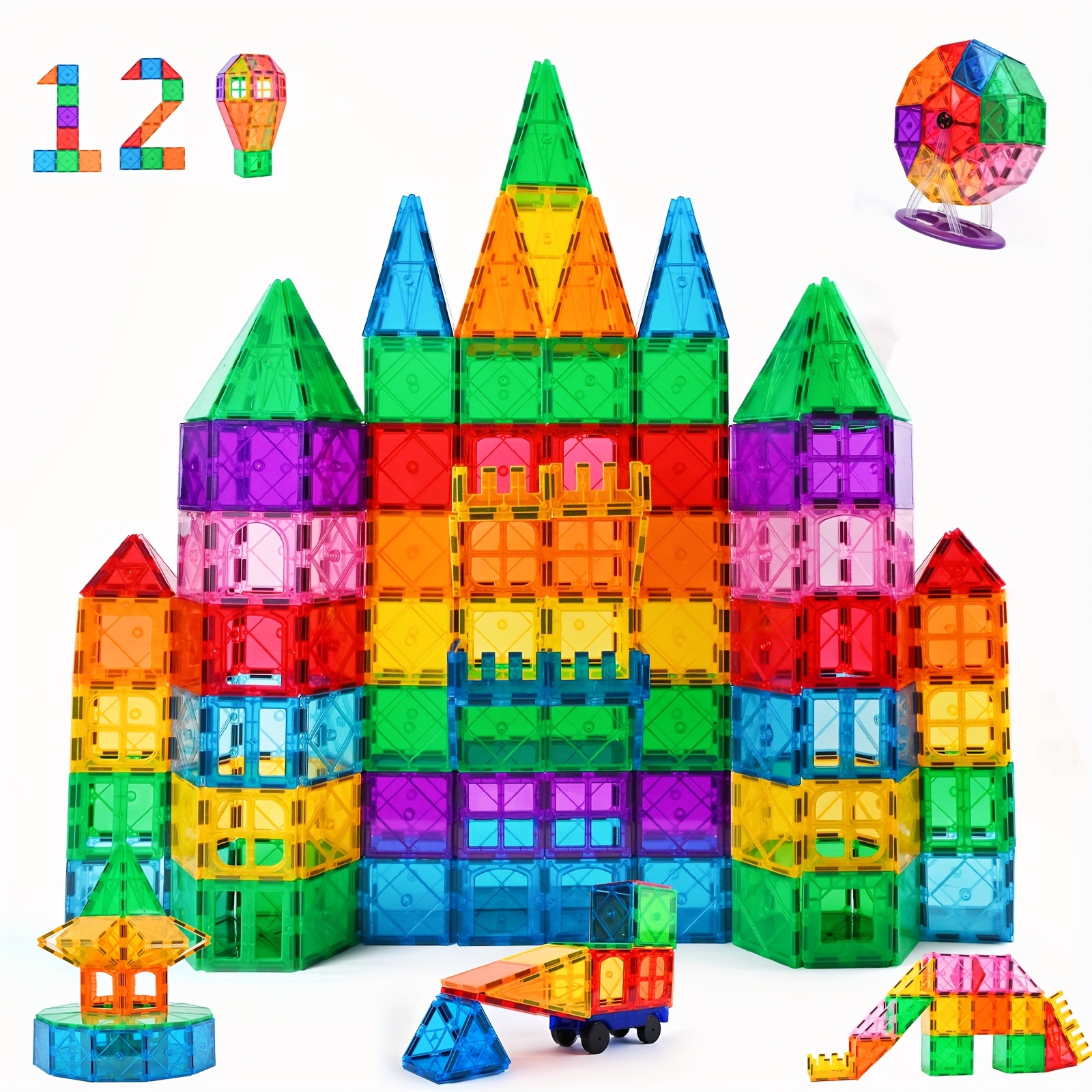 

Magnetic Tiles 120pcs Kids' Toys, Creative Toys For Children, Magnetic Blocks, Building Toys For Boys And Girls Birthday Gifts