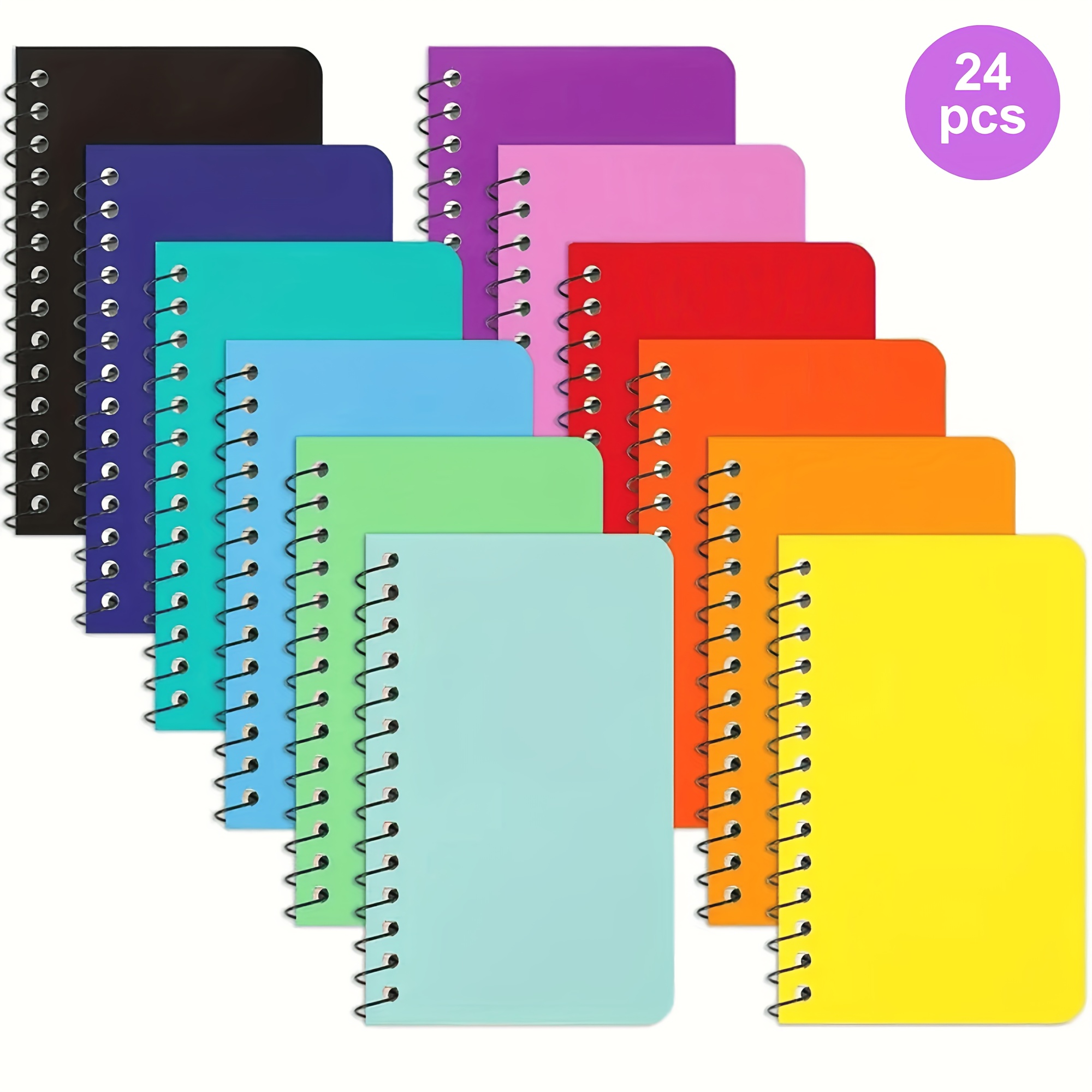 Set Of 24 Mini Spiral Notebooks, Measuring 3x5 Inches, Featuring Lined Pages And 60 Sheets Each, Ideal For Home, Office, And School Use