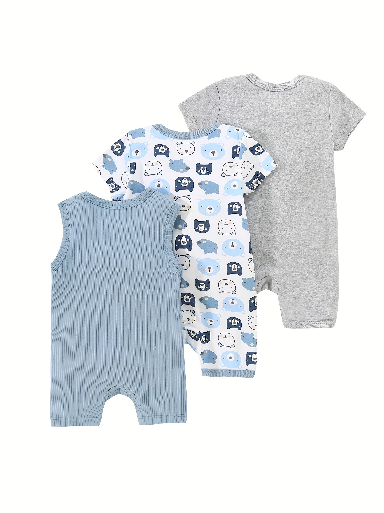 3pcs newborn baby boys flat front romper bodysuit cute Temu